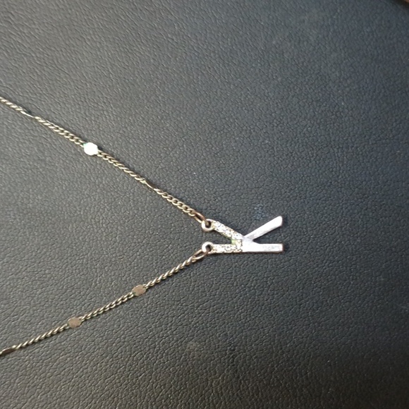 Initial K Silver Toned With Rhinestone - Picture 2 of 2
